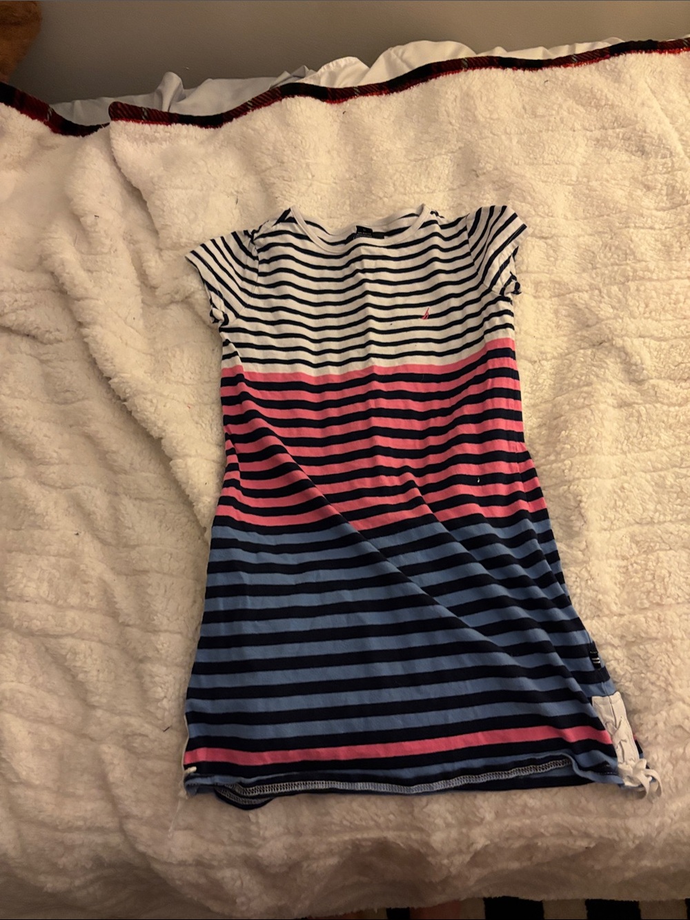 Nautica White & Navy Striped Short Sleeve Top